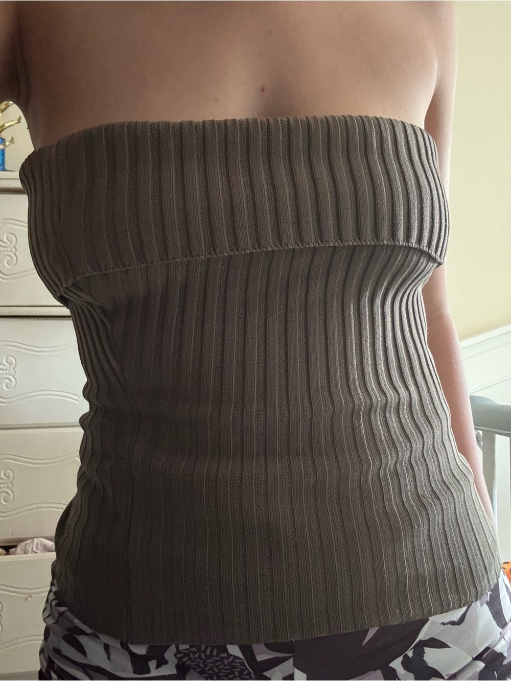 Forever 21 Olive Ribbed Strapless Tube Top Dress